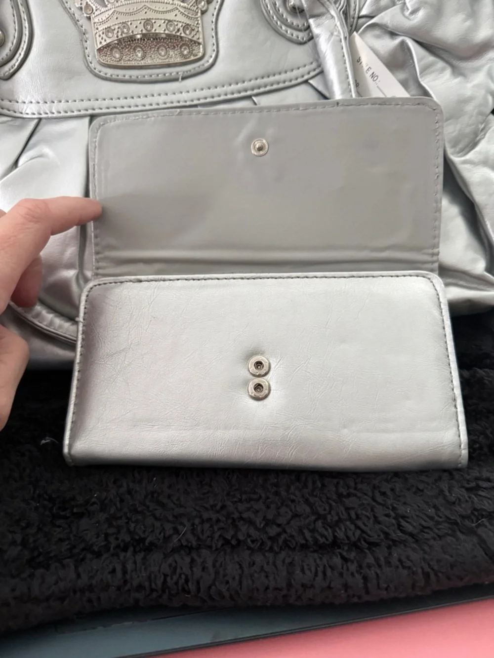 Silver Crown-Embellished Tote and Wallet Set - Women Bags - Picture 2 of 9